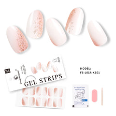Semi Cured Gel Nail Strips High Glossy with Glitter Full Sticker Nail Wraps for Women Gel Stickers for Nails UV Light